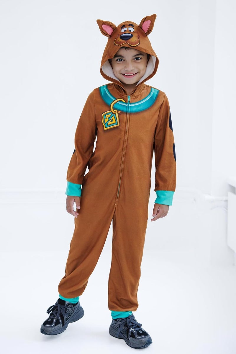 Scooby Doo Scooby-Doo! Fleece Zip Up Cosplay Pajama Coverall Toddler to Big Kid Sizes (2T - 14-16) - Image 2